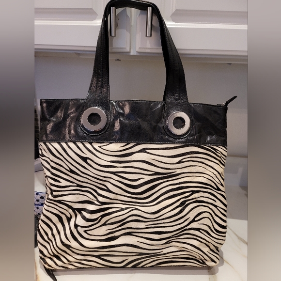 Aqua Madonna calf hair leather tote bag purse